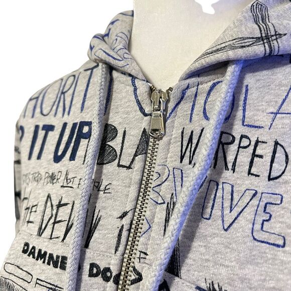 MOSCHINO COUTURE Gray Cropped New w Tags Zip Hoodie ICONIC !! Sz Small Sweatshi - Picture 2 of 15